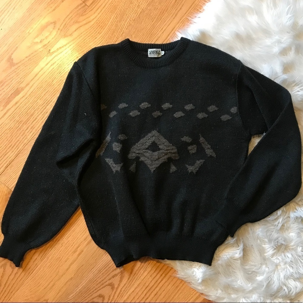 EUC Vintage Black Wool Sweater 4​​​​​​